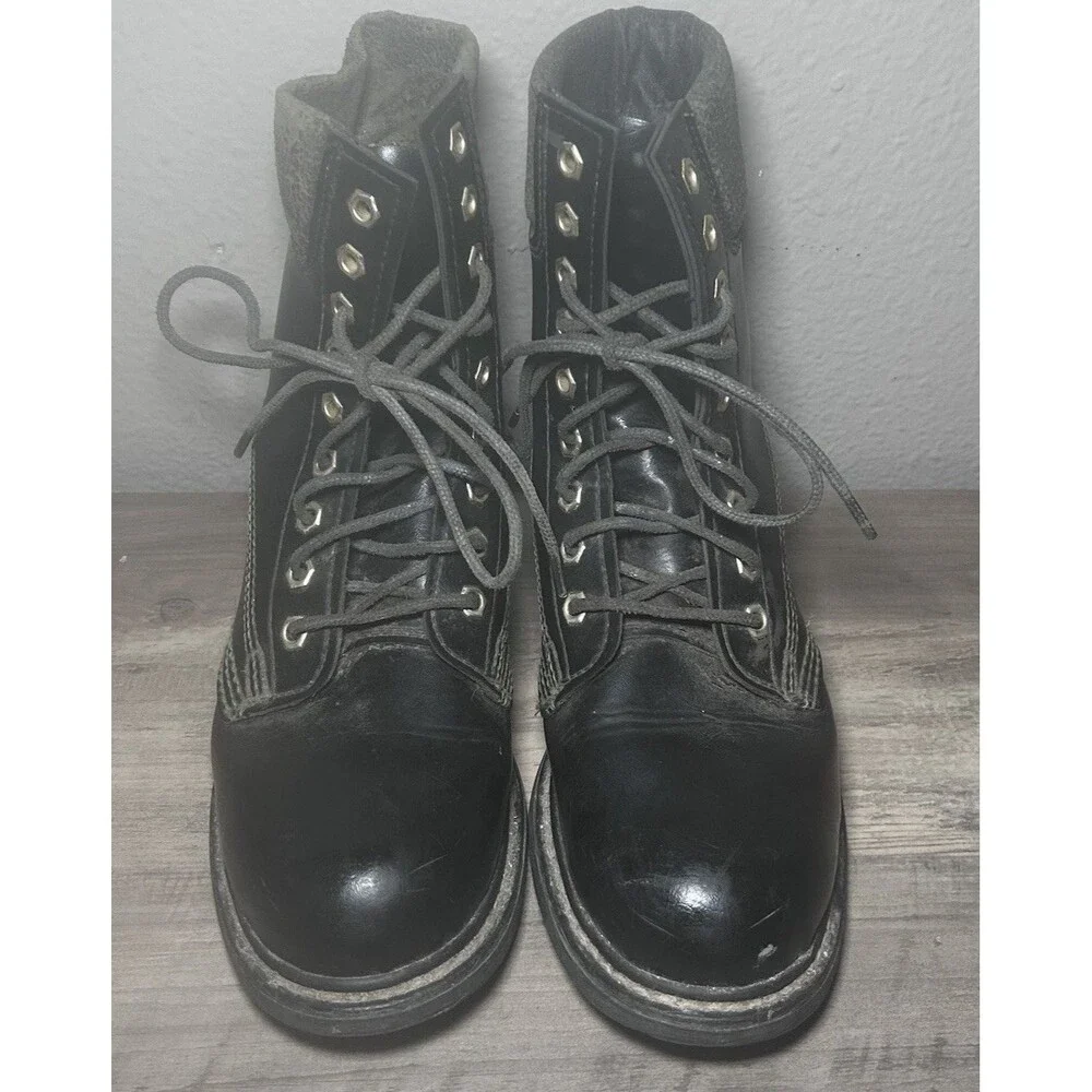 Gauchos Steel Toe Work Boots Black Oil Resistant Size 40A Mens 7.5 Nailed Soles